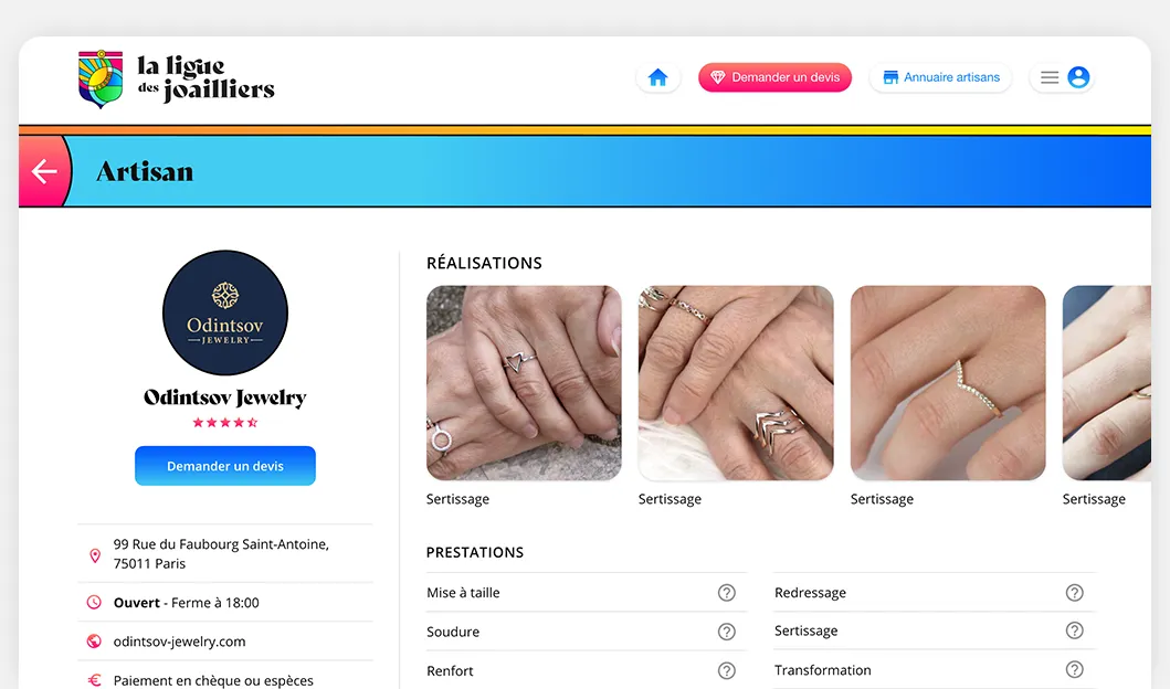 ldj Projet UX Design La Ligue des Joailliers